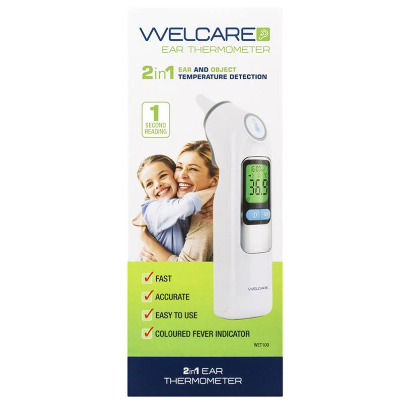 Welcare WET100 2 in 1 Ear Thermometer Fast & Accurate 1 Second Reading, Ear & Object Temperature Detection, High Fever Alarm