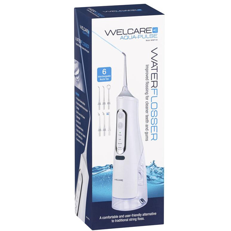 Welcare WAWF100 Aqua-Pulse Water Flosser 4 Pressure Cleaning Modes, 6 Interchangeable Nozzles Included