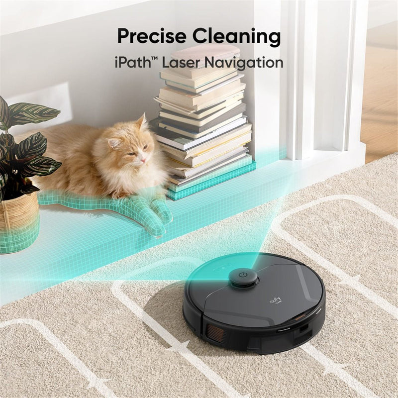 Eufy Clean X8 Pro SES Robotic Vacuum With Self Empty Station Twin Turbine 2* 4,000 Pa of Suction, iPath Laser Navigation, Up to 45 Days Hands free Cleaning, Detangling Roller Brush