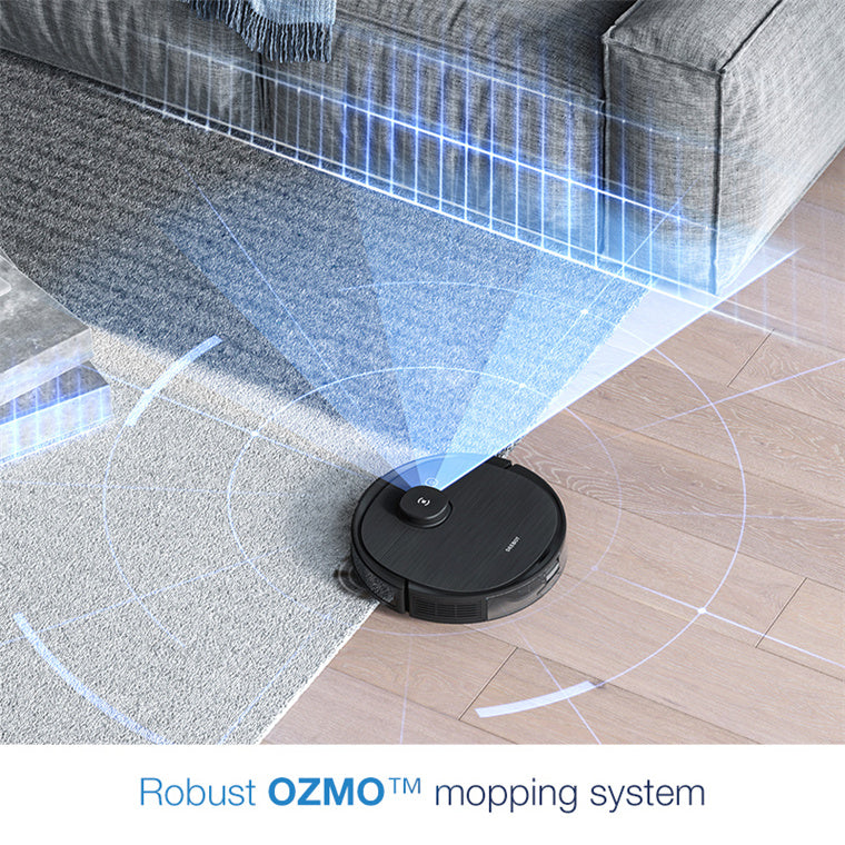EcoVacs Deebot OZMO T8 AIVI Smart Vacuum Cleaner Robot Mop & Vacuum, AI Video Avoid Object dTof Laser Detection, Multi-Floor Mapping, Virtual Boundary - 180 Mins Working time