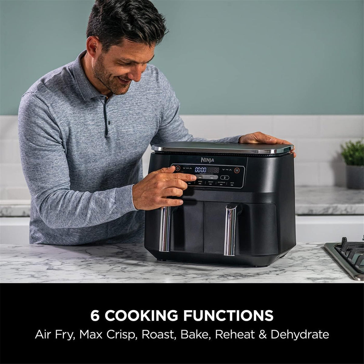 Ninja Foodi Af300 Dual Zone Air Fryer 7.6L Air Fryer - Max Crisp - Bake -Air Roast - Reheat - Dehydrate