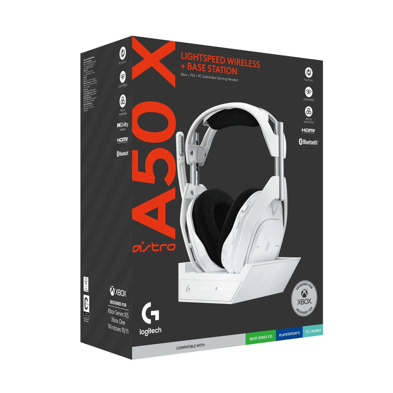 Logitech G Astro A50 X LIGHTSPEED Wireless Gaming Headset + Base Station - White