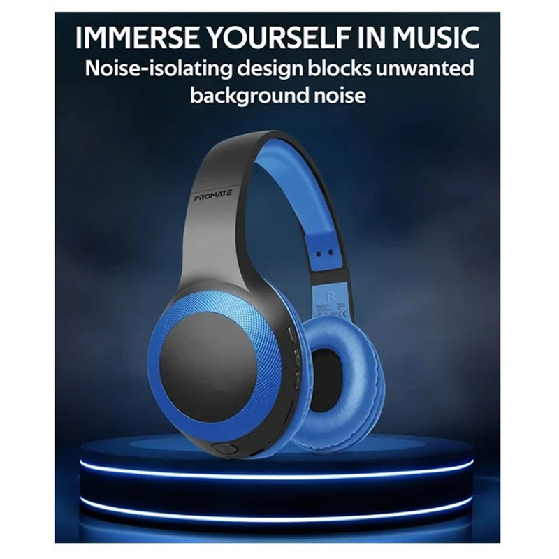 Promate Laboca Wireless Over-Ear Headphones - Blue