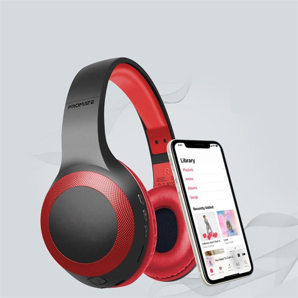 Promate LABOCA.RED Wireless Over-Ear Headphones - Red