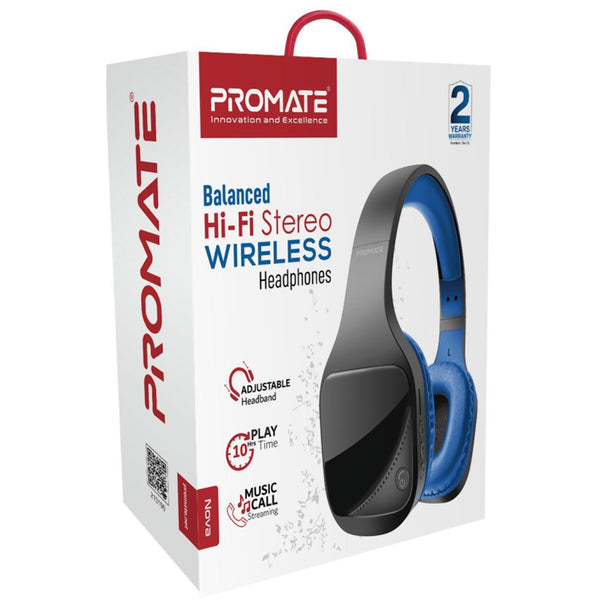 Promate NOVA.BL Nova Wireless Over-Ear HiFi Headphones - Blue
