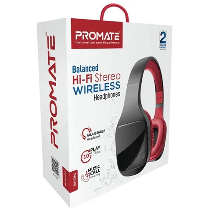 Promate Nova NOVA.MRN Wireless Over-Ear HiFi Headphones - Maroon