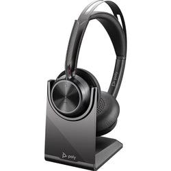 HP Poly Voyager Focus 2 Bluetooth On-Ear Active Noise Cancelling Headset with Stand - UC Certified