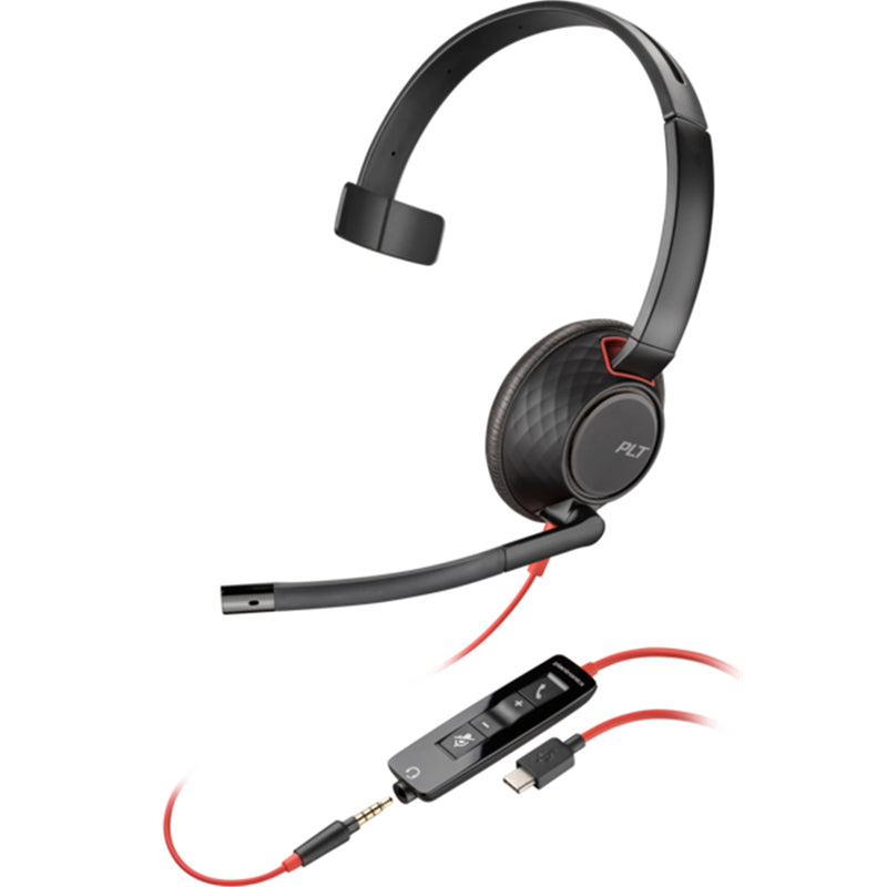 HP Poly Blackwire 5210 USB-C/A Wired On-Ear Headset, Mono - UC Certified