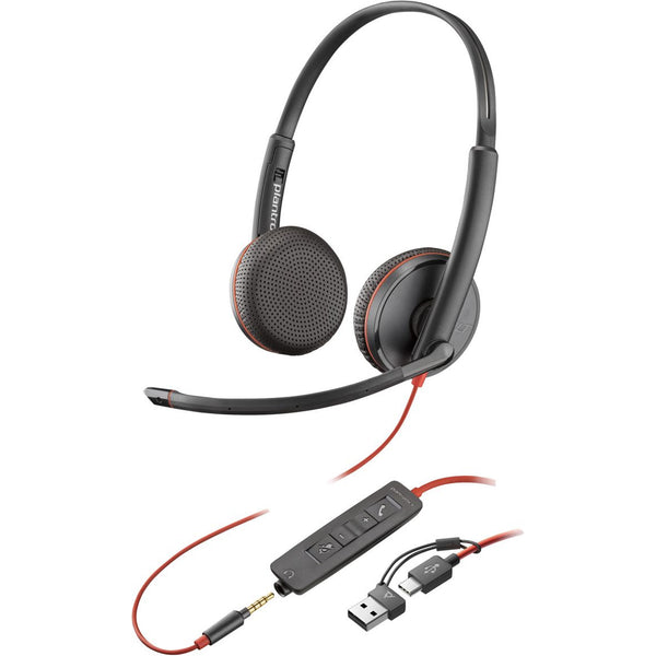 HP Poly Blackwire 3225 USB-C/A/3.5mm Wired On-Ear Headset