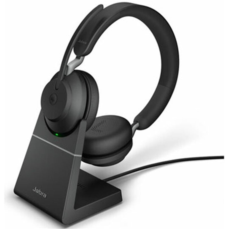 Jabra Evolve2 65 Bluetooth On-Ear Active Noise Cancelling Headset with Charging Stand - Teams Certified