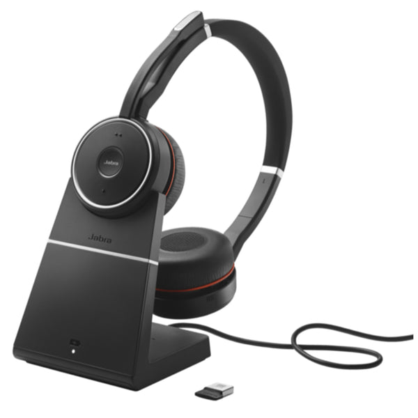 Jabra Evolve 75 SE Bluetooth On-Ear Active Noise Cancelling Headset with Charging Stand - UC Certified