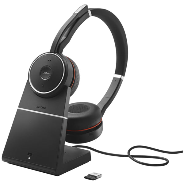 Jabra Evolve 75 SE Bluetooth On-Ear Active Noise Cancelling Headset with Charging Stand - Teams Certified