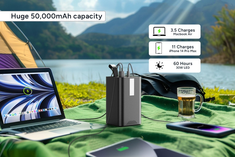 Kogan EnergyMax 50000mAh 100W PD Power Bank with Built-in LED Light