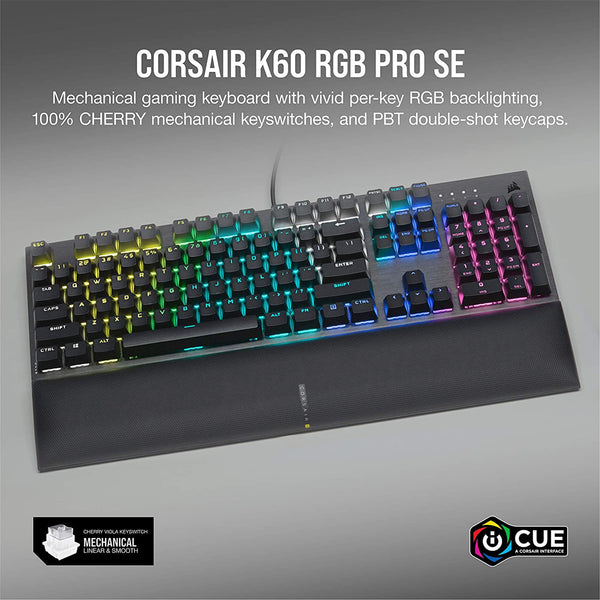 Corsair K60 RGB Pro SE Mechanical Gaming Keyboard - Black