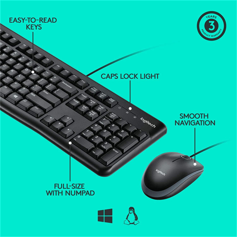 Logitech MK120 Desktop Corded Keyboard & Mouse Combo