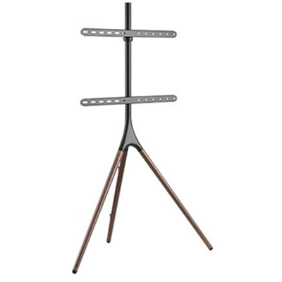Brateck Lumi FS12-46F Artistic Easel Studio 45-65" TV Floor Stand - Includes Anti-slip Rubber Pads Weight Cap up to 32Kgs - Built-in Cable Management - Matte Black & Walnut Colour