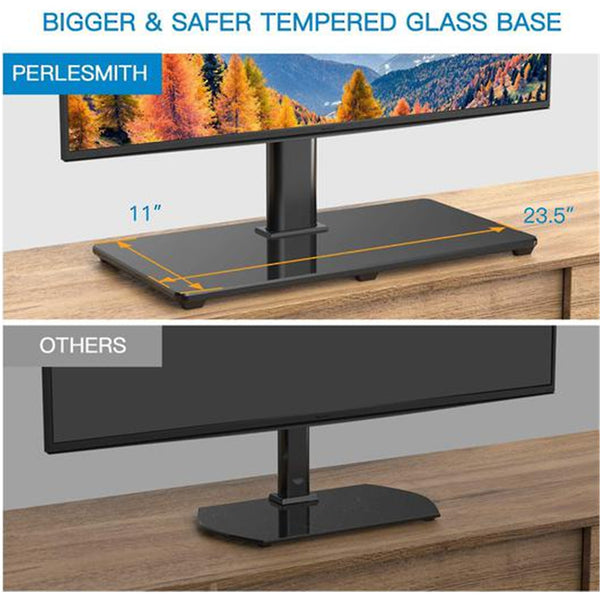 Perlesmith PSTVS11 Universal Tabletop TV Stand for 37-70 Inch TVs VESA 100X100mm to 600X400mm w/Solid steel pillar