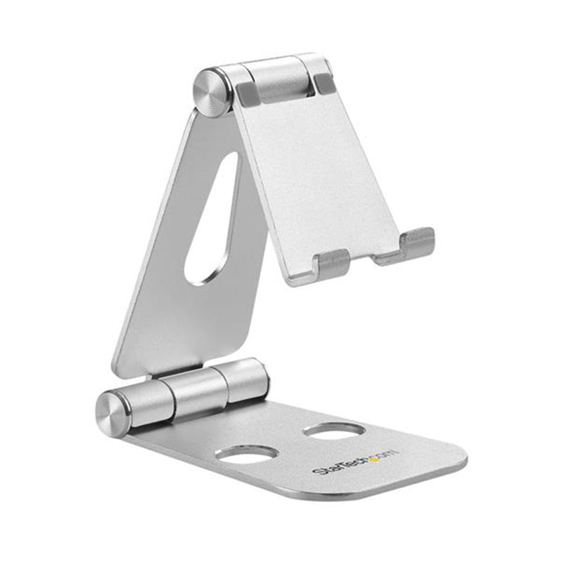 StarTech USPTLSTND Phone and Tablet Stand - Foldable Universal Mobile Device Holder for Smartphones & Tablets - Adjustable Multi-Angle Ergonomic Cell Phone Stand for Desk - Portable - Silver
