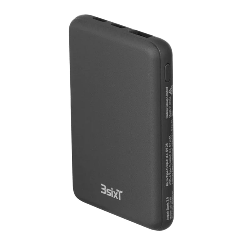 3SIXT JetPak Basix 2.0 - 5000 mAh Power Bank - Black