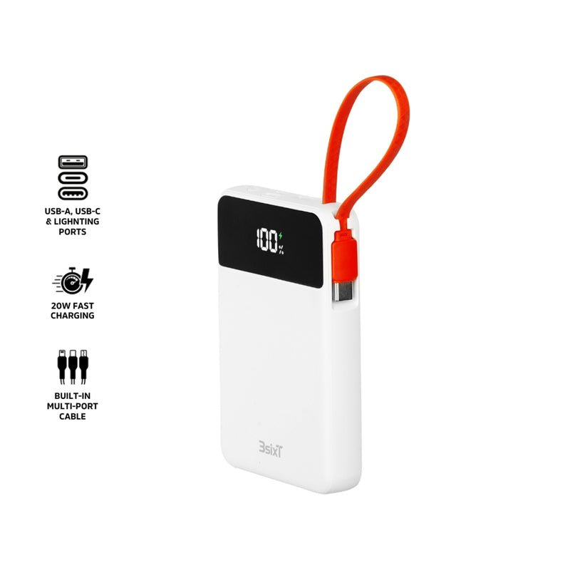 3SIXT 3S-2639 JetPak 2 in 1 10000mAh Power Bank - White/Orange