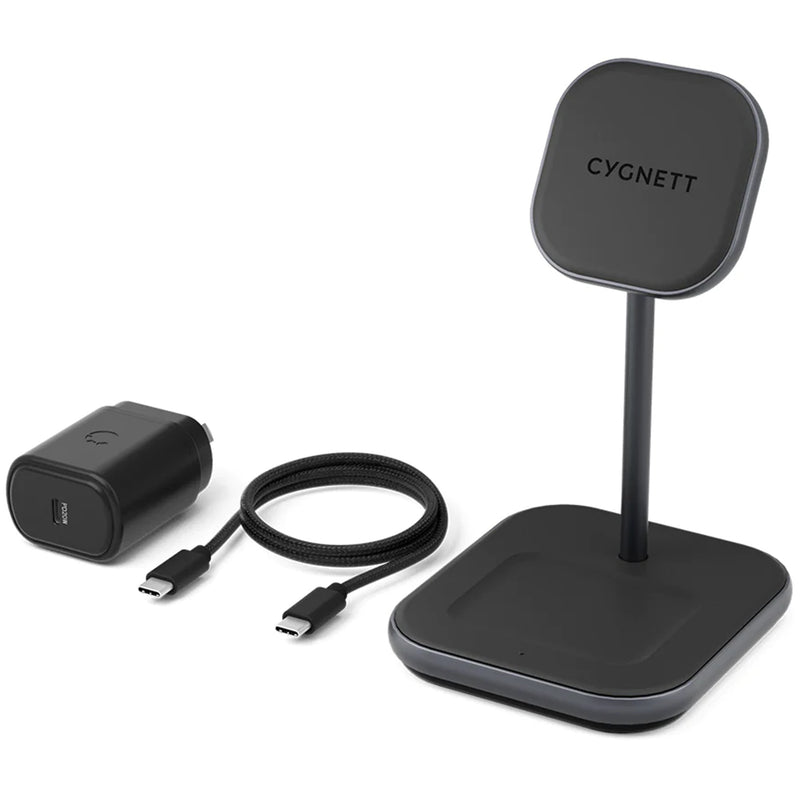 Cygnett CY3769ACOCP MagDesk 2-in-1 Magnetic Wireless Charger 15W - Black
