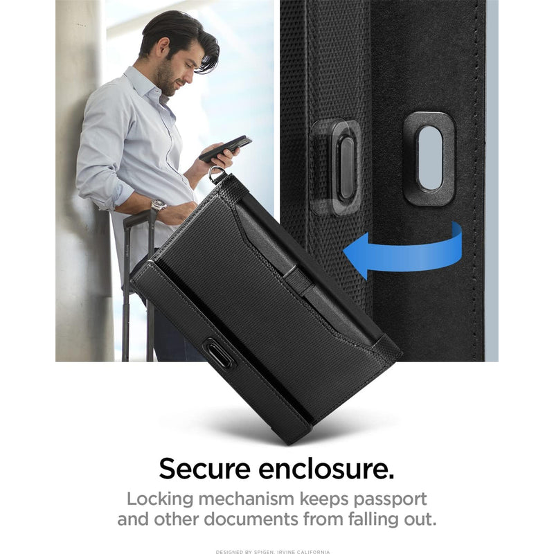 Spigen Passport Card Holder Wallet Travel Accessory with RFID Blocking, SIM Card holder