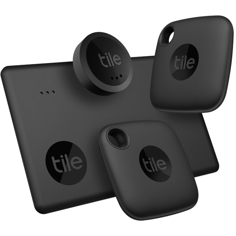 Tile RE-47004-AP Tile Essentials 4-Pk ( 2 x Mate Black / 1x Slim, 1 x Sticker) Bluetooth location tracker