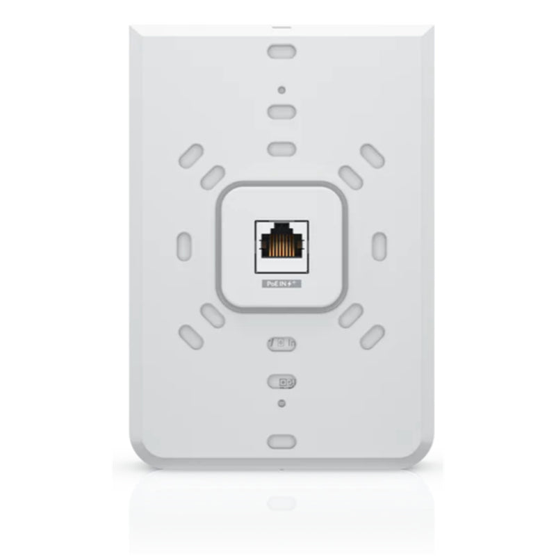 Ubiquiti UniFi U6-IW Dual-Band AX5300 Wall-mounted Wi-Fi 6 Access with a built-in PoE switch.