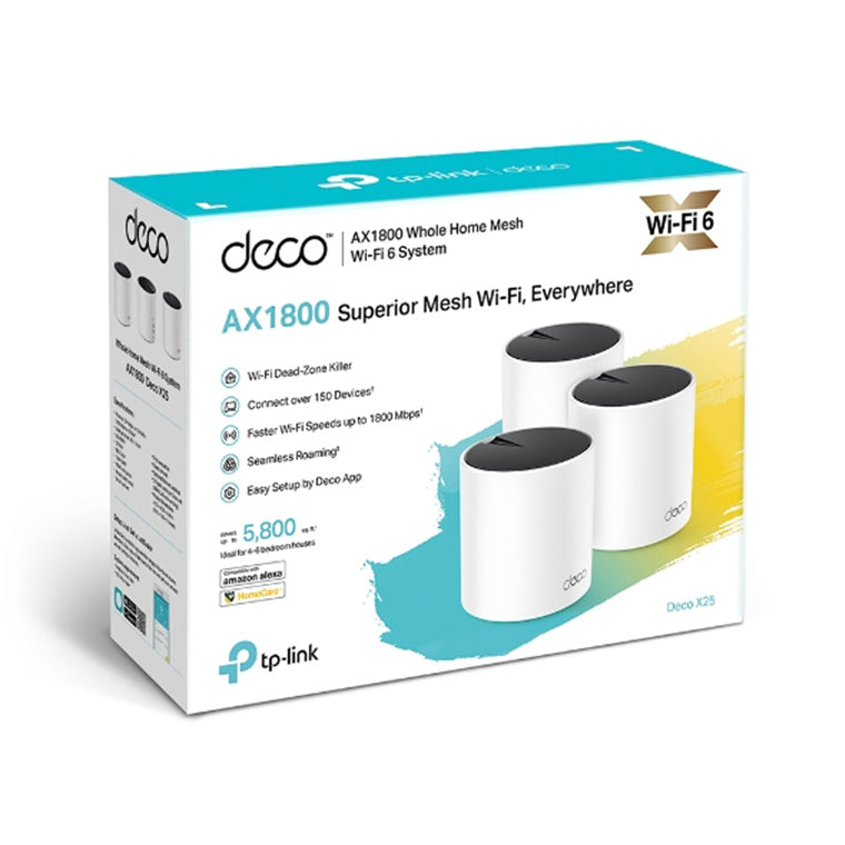 TP-Link Deco X25 (AX1800) Dual-Band WiFi 6 Whole-Home Mesh System - 3 Pack