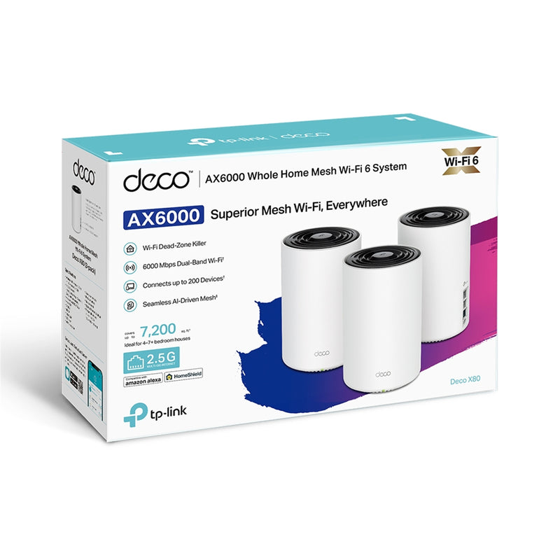 TP-Link Deco X80 (AX6000) Dual-Band WiFi 6 Whole-Home Mesh System - 3 Pack