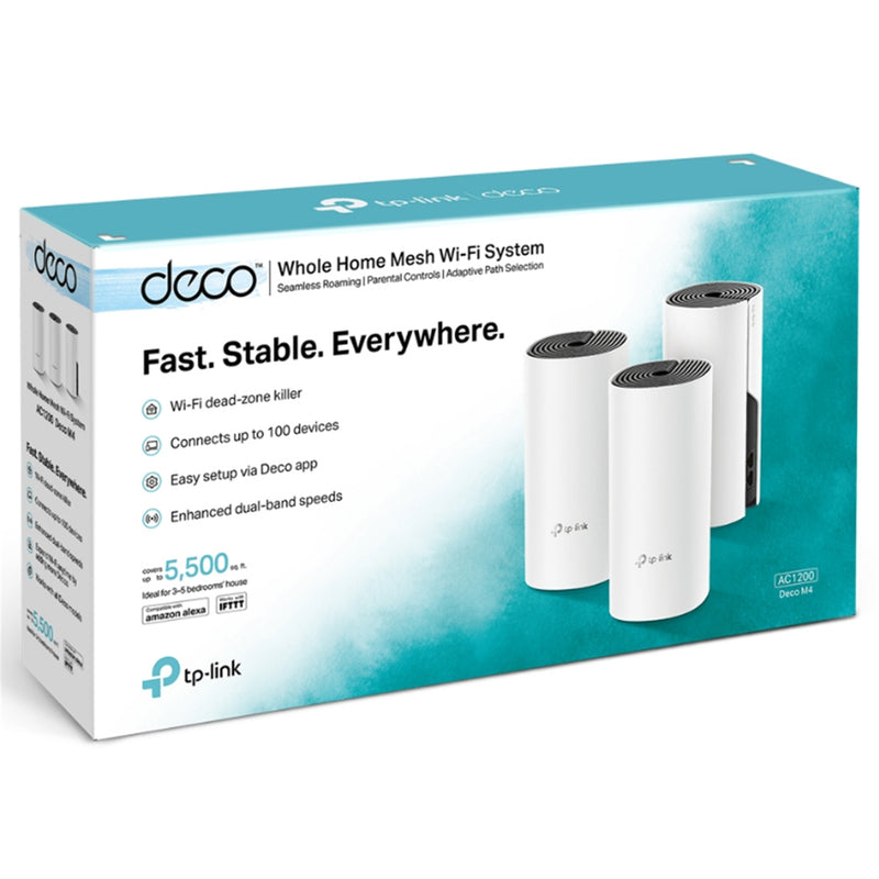 TP-Link Deco M4 (AC1200) Dual-Band WiFi 5 Whole Home Mesh System - 3 Pack