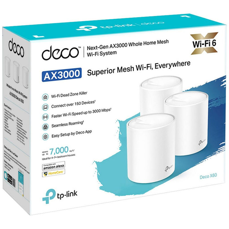 TP-Link Deco X60 V3.2 (AX5400) Dual-Band WiFi 6 Whole-Home Mesh System - 3 Pack