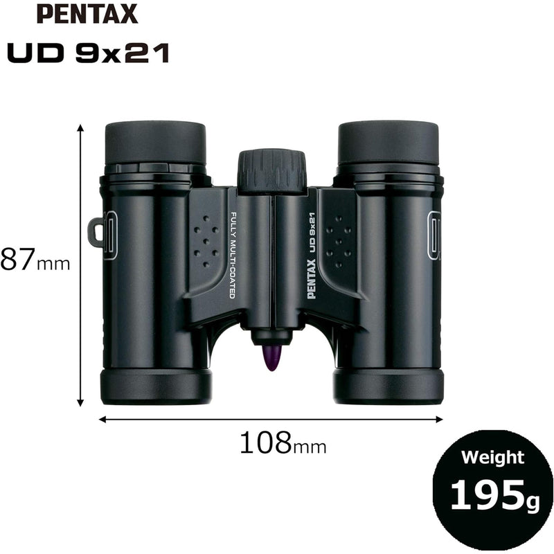 Pentax UD 9x21 Binoculars - Black - A Bright, Clear Field of View, Lightweight Body with a roof Prism, and Fully Multi-Coated Optics Achieve Excellent Image Performance for Concerts, Sports and Travelling