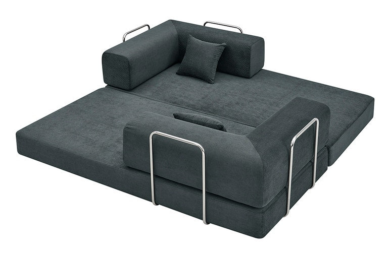 Ovela Mia 3 Seater Corduroy Compressed Sofa Bed (Charcoal)