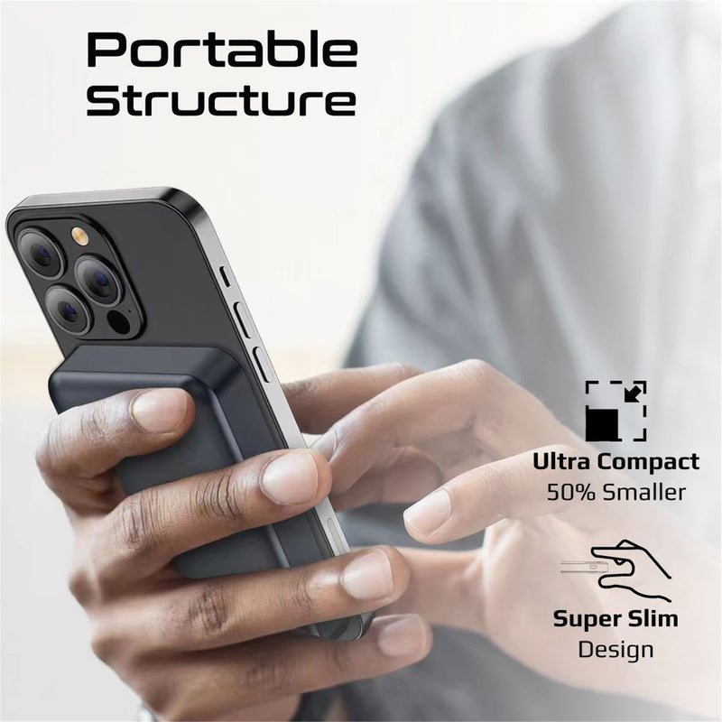 Promate LUCIDPACK-10BK 10000mAh Power Bank with Transparent Magsafe 15W Wireless Charging - Supports 20W PowerDelivery - Includes 1x USB-C In/Out Port - Ultra-Compact Design - Charge 2x Devices - Black Colour