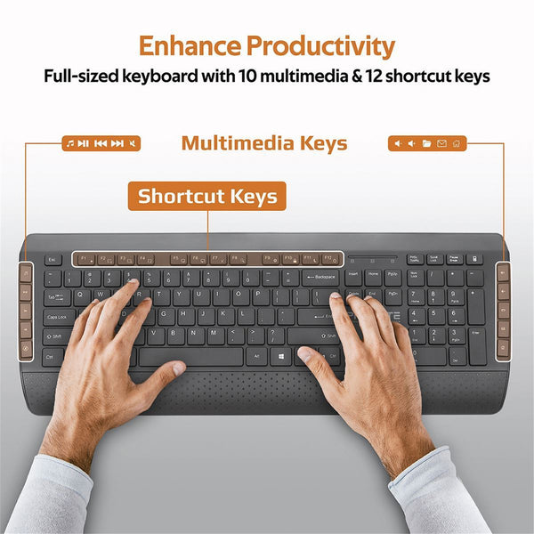 Promate PROCOMBO-10 Full Size Wireless Multimedia Keyboard & Mouse Combo - Sleep &