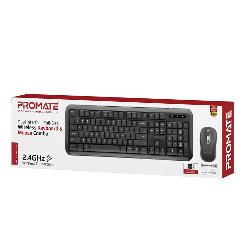 Promate Full Size Wireless Keyboard & Mouse Combo
