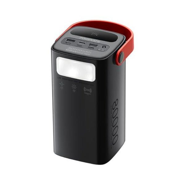 Promate 80000mAh High Capacity Power Bank with 65W Power Delivery. Multiple Input/OutputPorts, 3ModeLED Torch Light, SOS Signal Function, Silicone Carry Handle, Charging Time 5.5hrs.