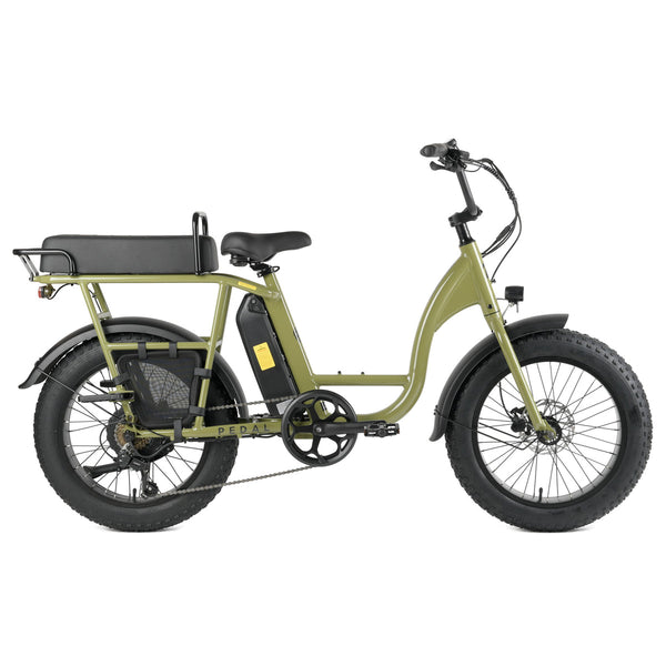 Pedal Brewer Electric Fat Tyre Cruiser Bike Dark Green 560Wh Battery