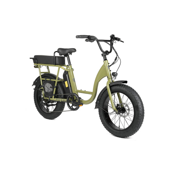 Pedal Brewer Electric Fat Tyre Cruiser Bike Dark Green 560Wh Battery