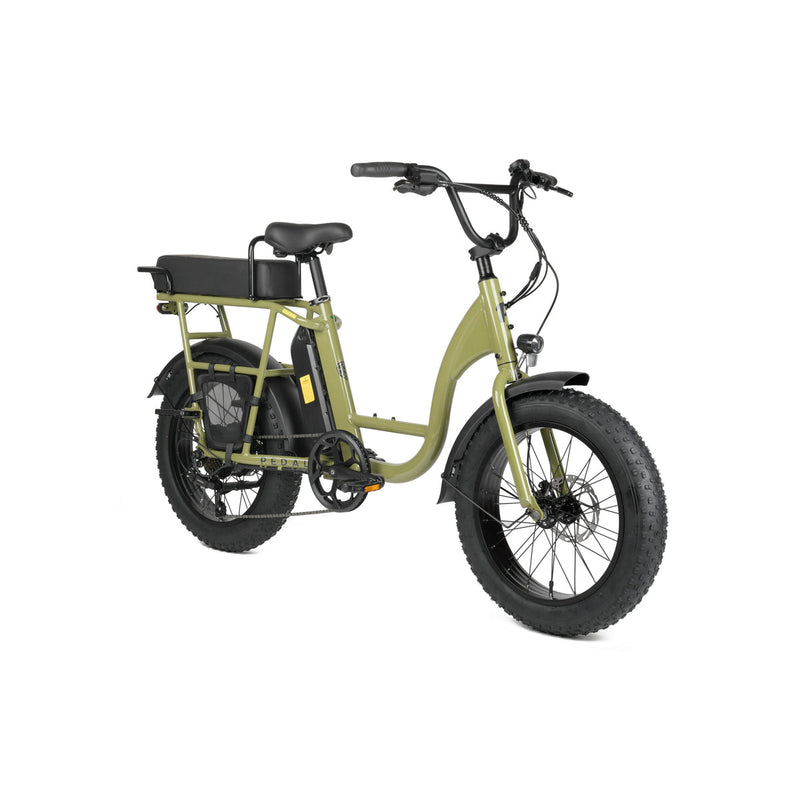 Pedal Brewer Electric Fat Tyre Cruiser Bike Dark Green 560Wh Battery