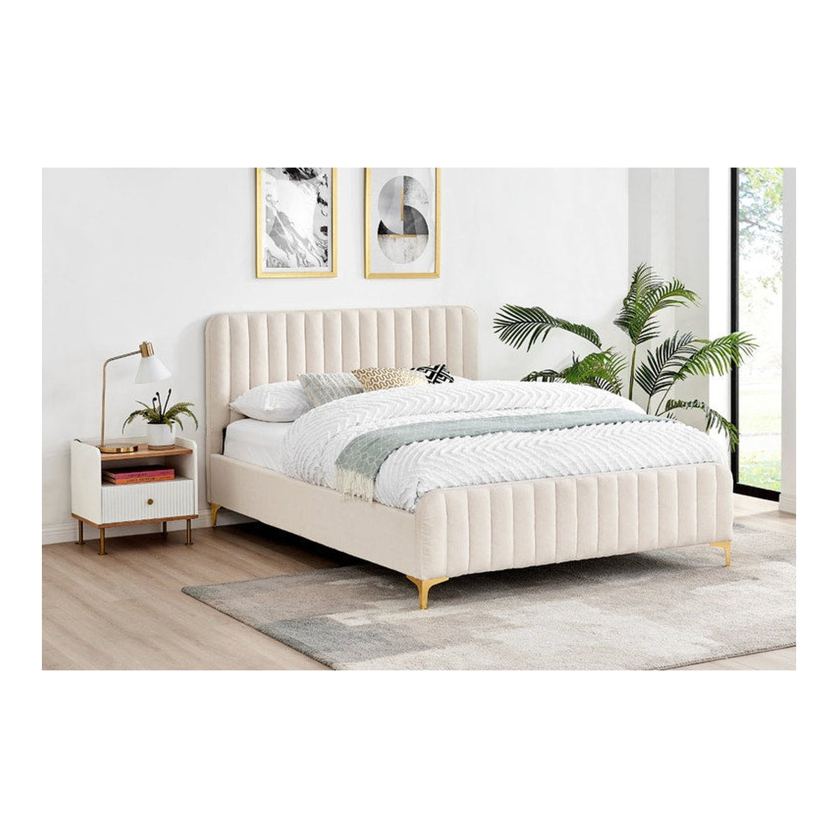 Shangri-La Victoria Bed Frame (Oatmeal, Double)