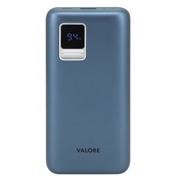 Valore PD19 20W-PD USB-C 10000mAh Power Bank With Digital Status indicator (Blue) and Builit in UBS-C and Micro USB Cable