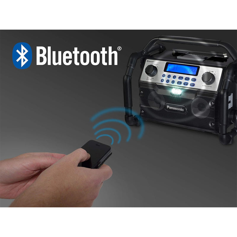 Panasonic EY37A2B57 Rugged Jobsite Bluetooth Radio Speaker - Dual Voltage 14.4V/18V - Portable AM/FM Radio - LED light, alarm, & sleep functions - IP64 Dust & Splash proof