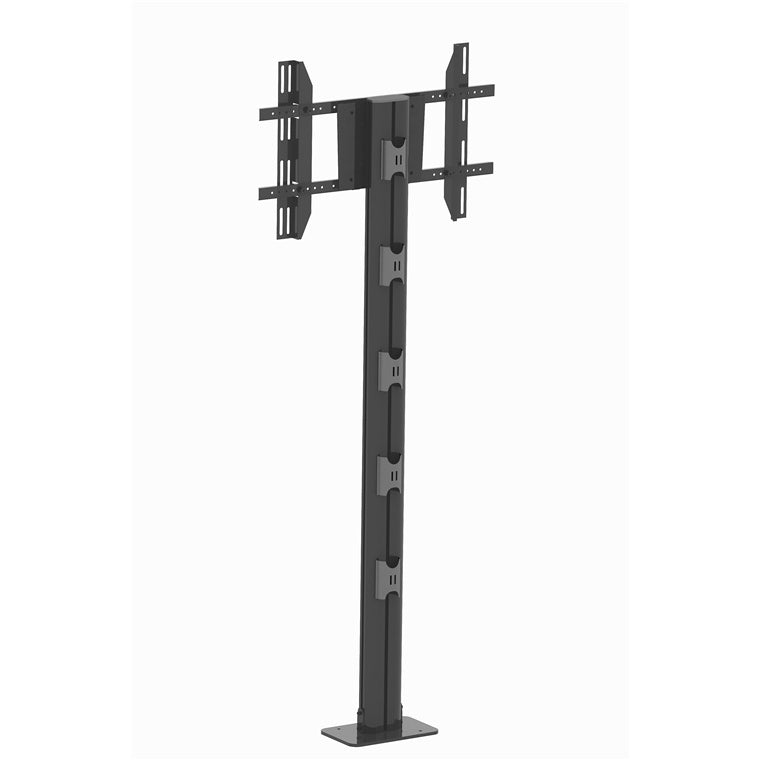 Koford 30"-60" TV Fixed Floor Mount Stand For Digital Signage Display - Max Load 60kg - VESA 700x400mm - Portait & Landscape Display Installation - Height Adjustable with Max Height 1.8m - Cable Management - Black
