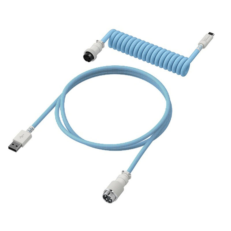 HP DURABLE COILED CABLE STYLISH DESIGN 5-Pin AVIATOR CONNECTOR USB-C to USB-ALIGHTLUE/WHITE