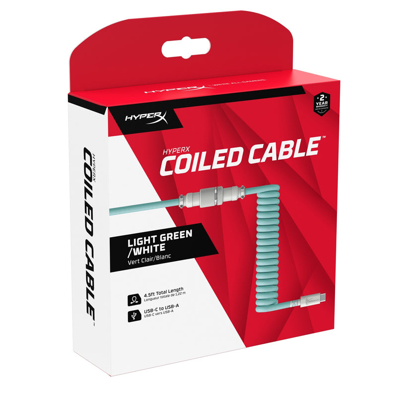 HyperX DURABLE COILED CABLE STYLISH DESIGN 5-Pin AVIATOR CONNECTOR USB-C to USB-A