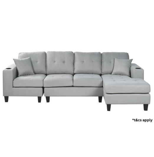 Klara Reversible Chaise Sectional Sofa (GREY)