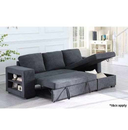 Lucena Reversible Sectional Sofa/Sofa bed with Storage (DARK GRAY)