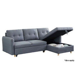 Kayden Reversible Sectional Sofa Bed with Storage (GREY)